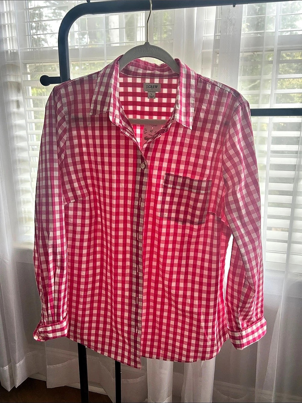 J.Crew Lightweight cotton-blend shirt in signature fit Gingham Button Down Pink